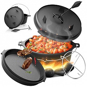 Broil-master® Litinový kotlík s nožičkami, vč. podložky 13 L