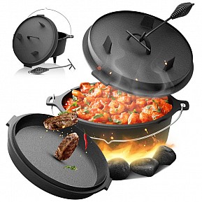 Broil-master® Litinový kotlík s nožičkami, 13 L, černý