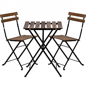 STILISTA Zahradní bistro set 2 židle + stůl, dřevo/kov