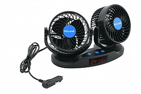 Ventilátor MITCHELL DUO na palubní desku s teploměrem - 12V