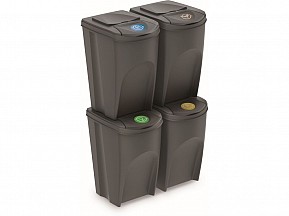 Odpadkový koš Prosperplast SORTIBOX, 4 x 35 l šedý