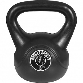 Gorilla Sports Kettlebell činka, plast, černá, 6 kg