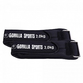 Gorilla Sports Zátěžové manžety, černé, 2 x 2 kg