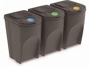 Odpadkový koš Prosperplast SORTIBOX, 3 x 35 l, šedý