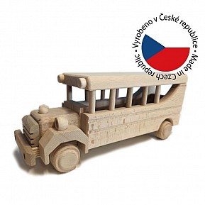 Dřevěný autobus, 30 x 10 x 12 cm