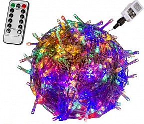 VOLTRONIC Vánoční řetěz 5 m, 50 LED, barevný, ovladač