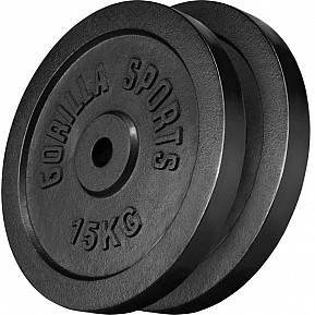 Gorilla Sports Sada zátěžových kotoučů, 2 x 15 kg