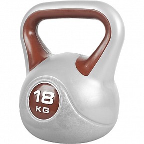 Gorilla Sports Kettlebell činka, vinylová, hnědá, 18 kg