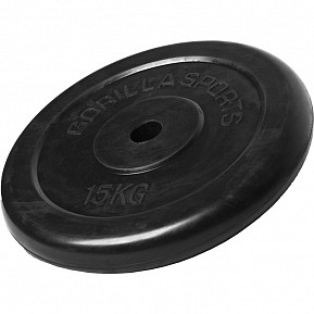 Gorilla Sports Pogumovaný zátěžový kotouč, 15 kg