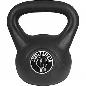 Gorilla Sports kettlebell činka, plast, černá, 10 kg