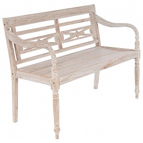 DIVERO 2-místná zahradní lavice - 119 cm, teak, bílá shabby