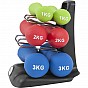 Gorilla Sports 12 kg ergonomický set jednoruček se stojanem