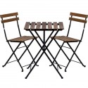 STILISTA Zahradní bistro set 2 židle + stůl, dřevo/kov